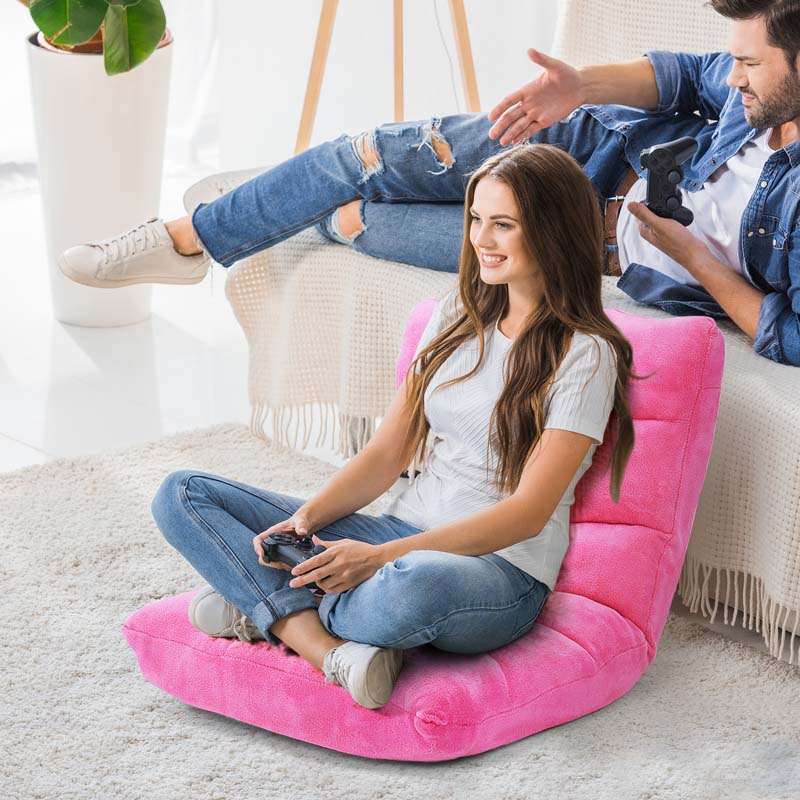 Memory Foam Floor Chair, 14-Position Adjustable Folding Gaming Sofa Chair with Back Support, Chaise Lounge Sleeper Bed Couch Recliner