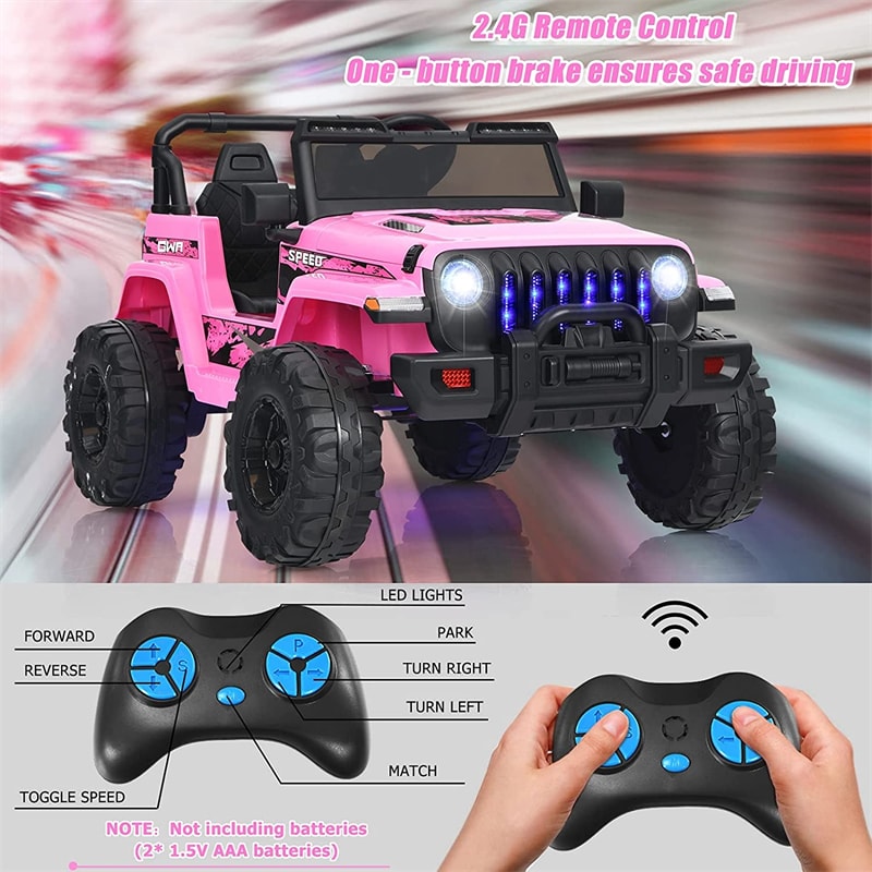 Kids Ride on Jeep Truck 12V Battery Powered Electric Vehicle with 2.4G Remote Control