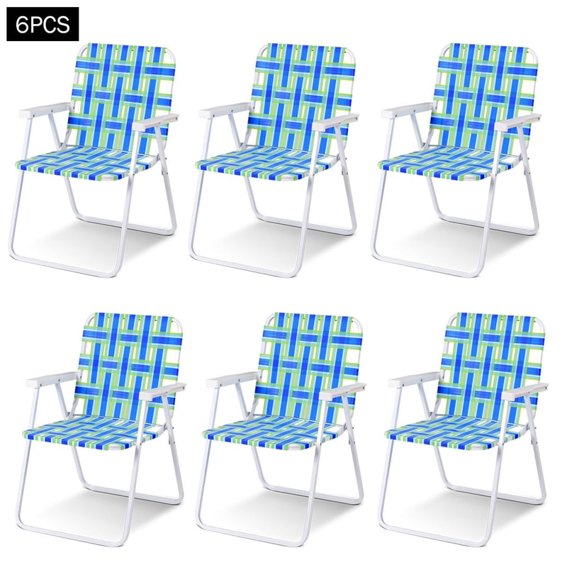 6-Pack Folding Beach Chairs, Fade Resistant Webbing Design, Portable Camping Chair, Foldable Patio Chair, Outdoor Lawn Chair