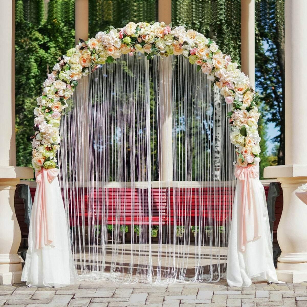 7.2FT Metal Garden Arch Arbor, Heavy Duty Steel Outdoor Arch Trellis with Stakes for Climbing Plants, Bridal Party Wedding Decoration