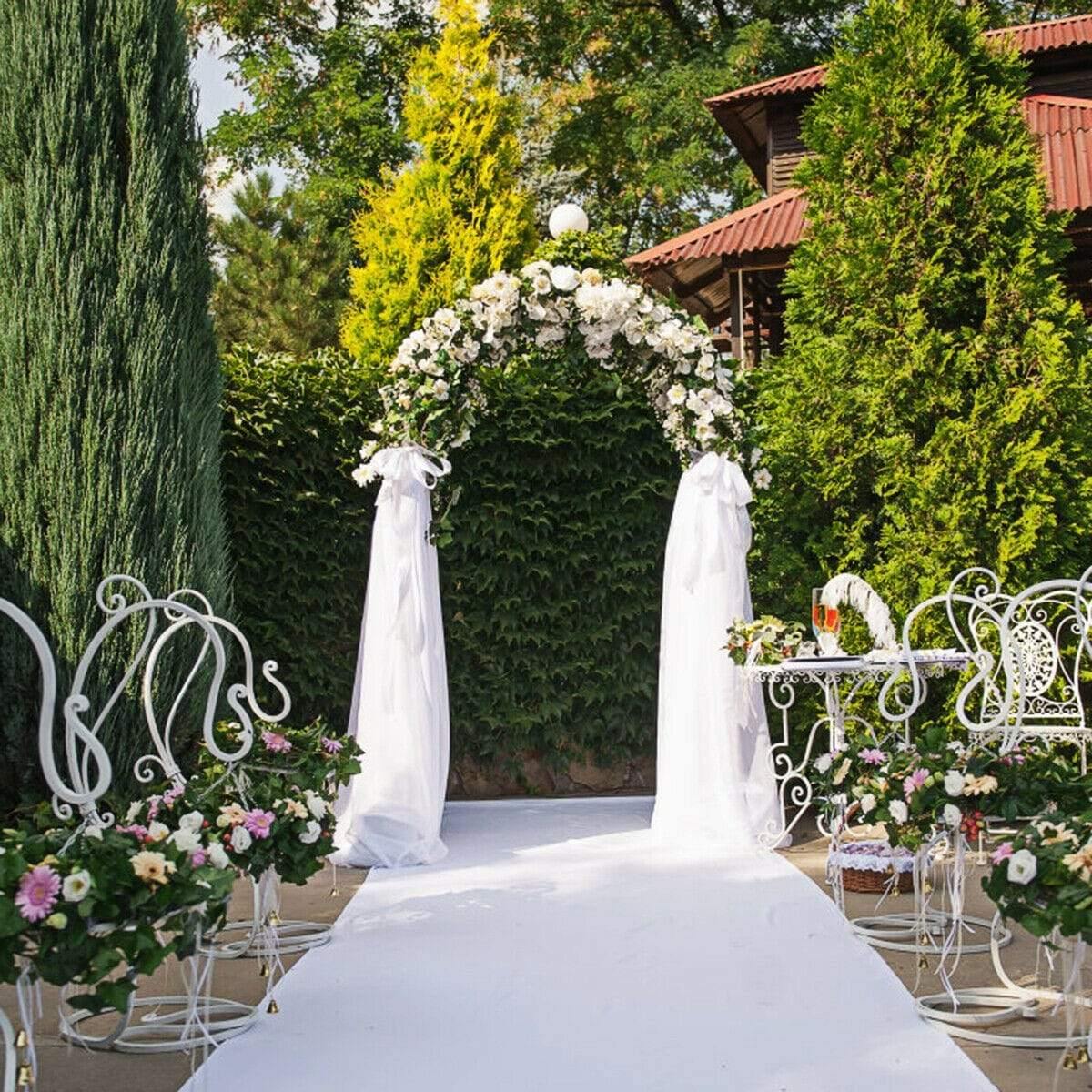 7.2FT Metal Garden Arch Arbor, Heavy Duty Steel Outdoor Arch Trellis with Stakes for Climbing Plants, Bridal Party Wedding Decoration