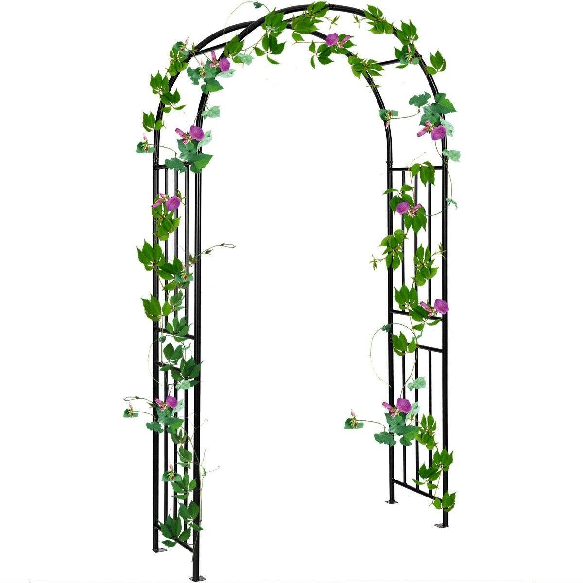 7.2FT Metal Garden Arch Arbor, Heavy Duty Steel Outdoor Arch Trellis with Stakes for Climbing Plants, Bridal Party Wedding Decoration