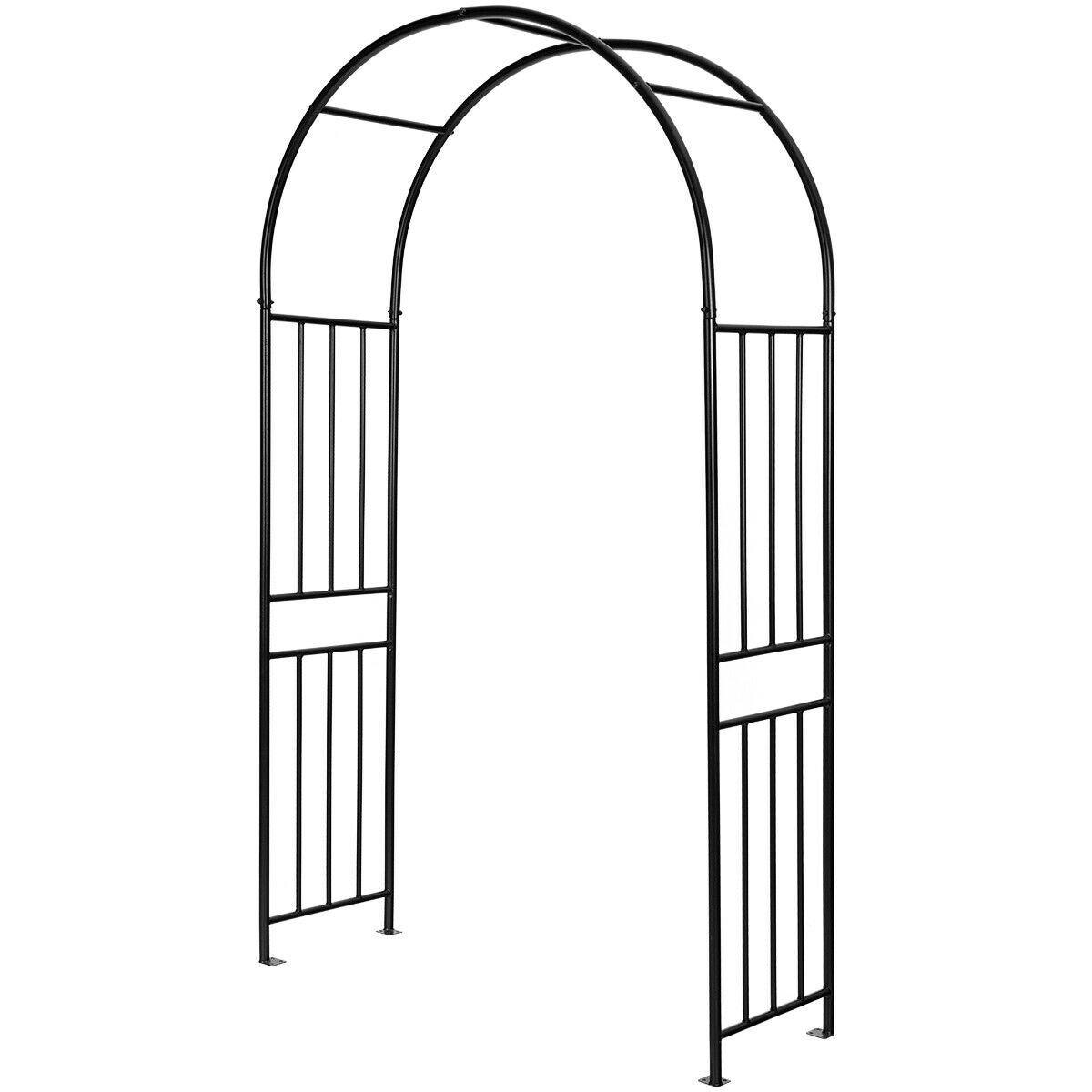 7.2FT Metal Garden Arch Arbor, Heavy Duty Steel Outdoor Arch Trellis with Stakes for Climbing Plants, Bridal Party Wedding Decoration