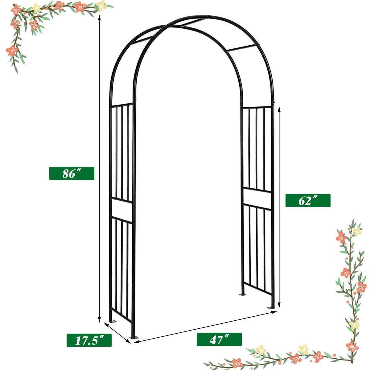 7.2FT Metal Garden Arch Arbor, Heavy Duty Steel Outdoor Arch Trellis with Stakes for Climbing Plants, Bridal Party Wedding Decoration