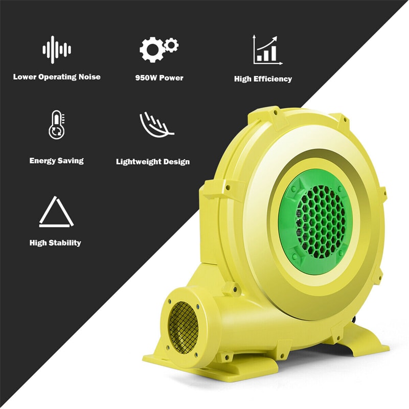950 Watt 1.25 HP Air Blower for Inflatable Bounce House Bouncy Castle, Portable Pump Fan Commercial Inflatable Bouncer Blower