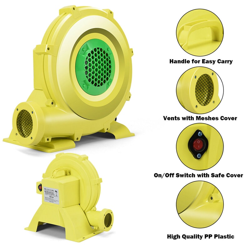 950 Watt 1.25 HP Air Blower for Inflatable Bounce House Bouncy Castle, Portable Pump Fan Commercial Inflatable Bouncer Blower