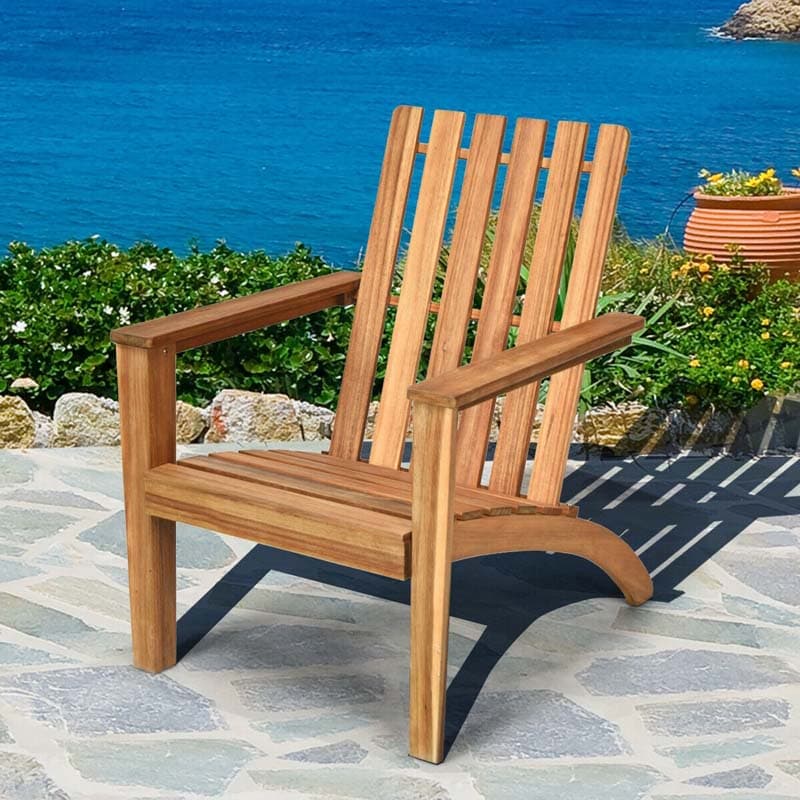 Adirondack Chair Acacia Wood Outdoor Patio Chair, Weather Resistant Campfire Chair for Lawn Seating