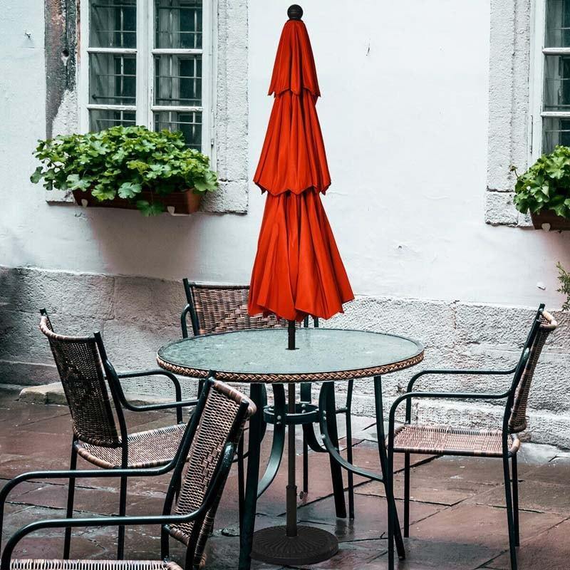 10FT 3 Tier Patio Market Umbrella with Crank & Auto-tilt, Double Vented Outdoor Table Umbrella for Backyard, Poolside, Deck,