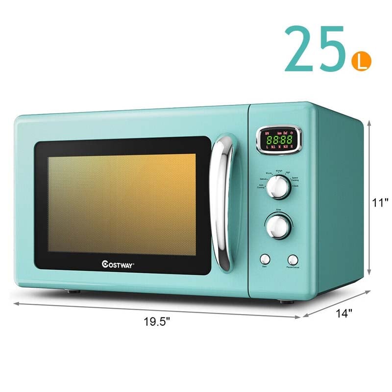 0.9Cu.ft Retro Countertop Microwave Oven, 900W with Defrost & Auto Cooking Function, Glass Turntable