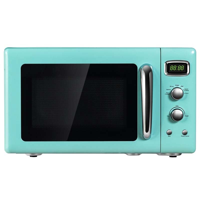 0.9Cu.ft Retro Countertop Microwave Oven, 900W with Defrost & Auto Cooking Function, Glass Turntable