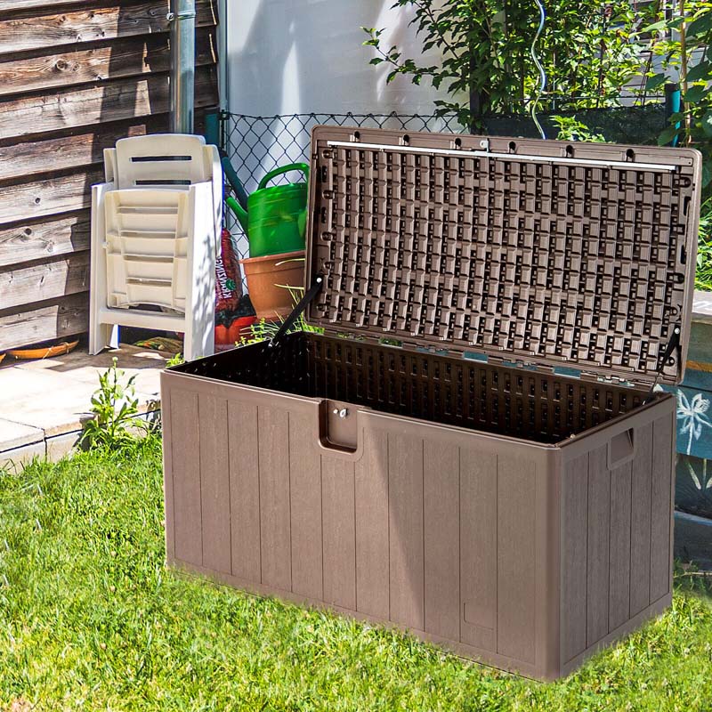 105 Gallon Large Resin Deck Box All Weather Lockable Outdoor Patio Storage Container