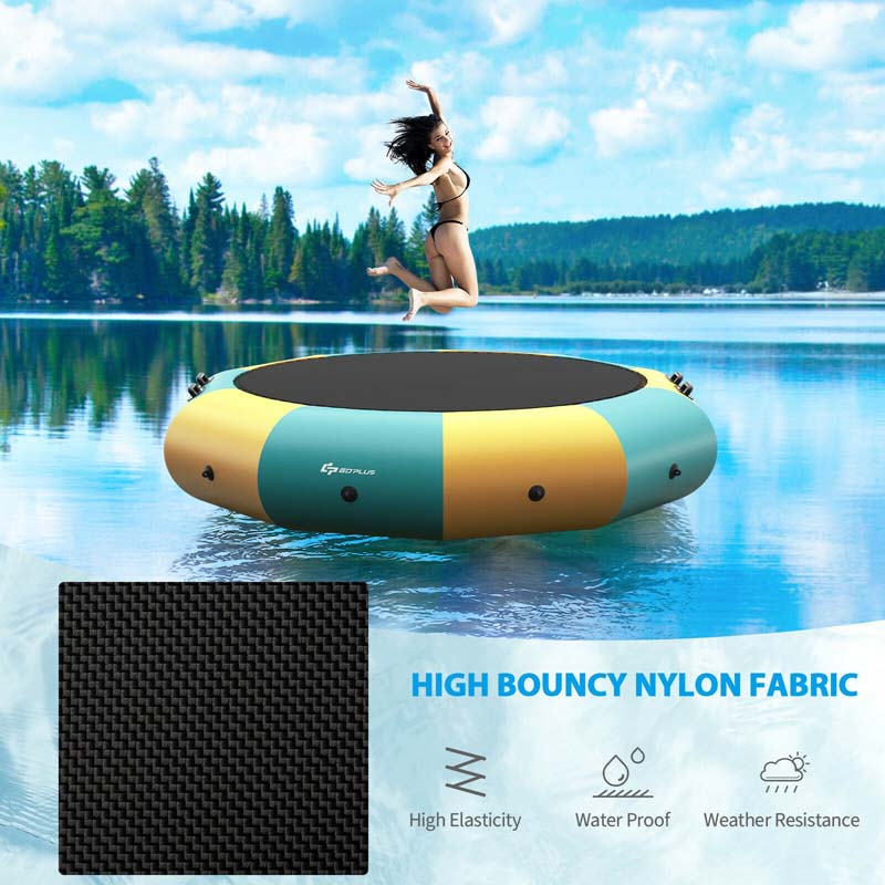 10 FT Inflatable Water Bouncer Trampoline Portable Bounce Swim Platform for Lakes Pools Calm Sea