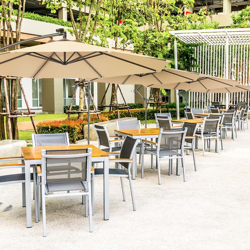 10FT Offset Patio Umbrella with 40 Solar LED Lights & Cross Base, Large Outdoor Cantilever Umbrella for Sun Rain