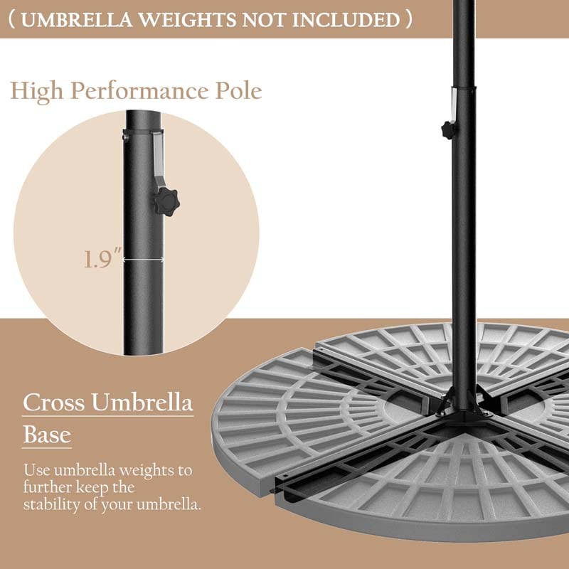 10FT Offset Patio Umbrella with 40 Solar LED Lights & Cross Base, Large Outdoor Cantilever Umbrella for Sun Rain