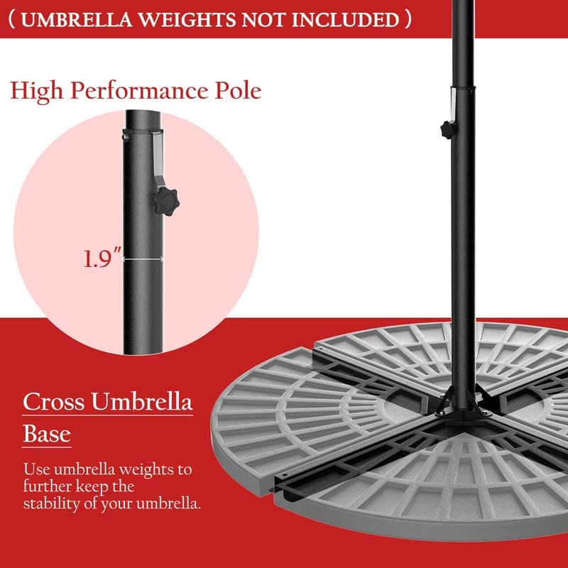 10FT Offset Patio Umbrella with 40 Solar LED Lights & Cross Base, Large Outdoor Cantilever Umbrella for Sun Rain