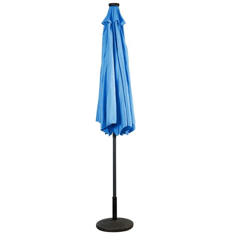 10FT Patio Umbrella with Solar LED Lights & Crank, Easy Tilt Outdoor Market Umbrella for Backyard, Poolside, Deck