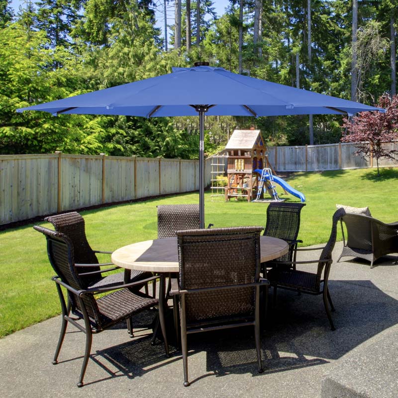 10FT Patio Umbrella with Solar LED Lights & Crank, Easy Tilt Outdoor Market Umbrella for Backyard, Poolside, Deck