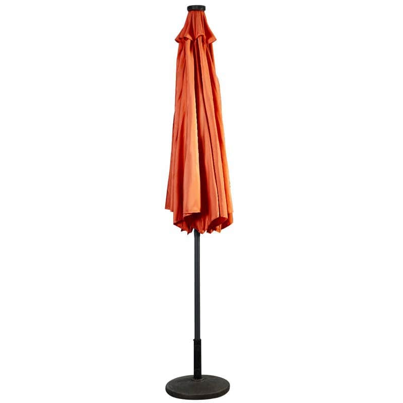 10FT Patio Umbrella with Solar LED Lights & Crank, Easy Tilt Outdoor Market Umbrella for Backyard, Poolside, Deck