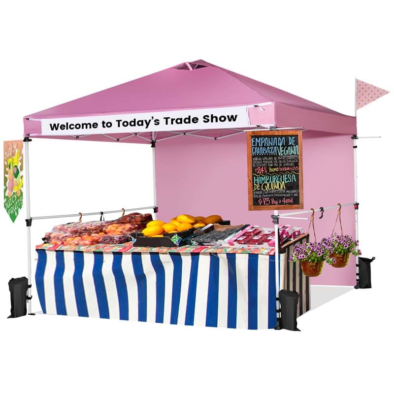 10 x 10 FT Pop Up Canopy Tent Commercial Instant Tent with Removable Sidewall, Carry Bag, Banner Strip