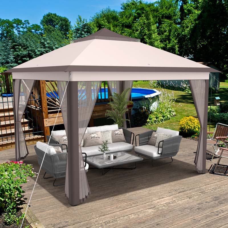 pavilion tent for sale 11 x 11 Feet 2-Tier Pop-Up Gazebo Tent Portable Canopy Shelter Carry Bag Mesh