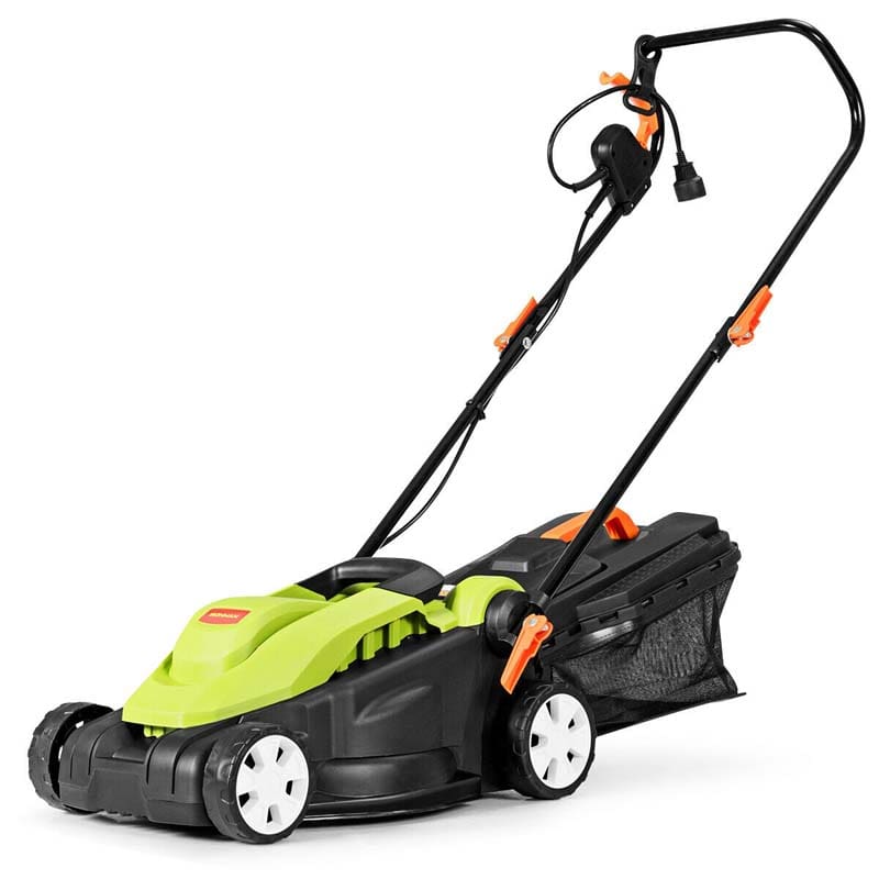 12 Amp 14" Corded Electric Lawn Mower with Folding Handle, 3 Cutting Heights Push Mower with 25L Collection Bag