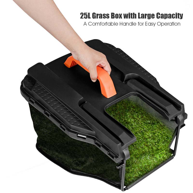 12 Amp 14" Corded Electric Lawn Mower with Folding Handle, 3 Cutting Heights Push Mower with 25L Collection Bag