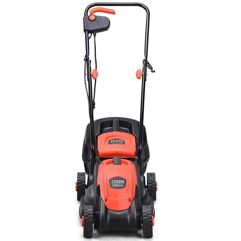 12 Amp Electric Lawn Mower, 13-Inch 2-in-1 Corded Push Mower with Grass Bag, Folding Handle & Adjustable Cutting Height for Garden Yard