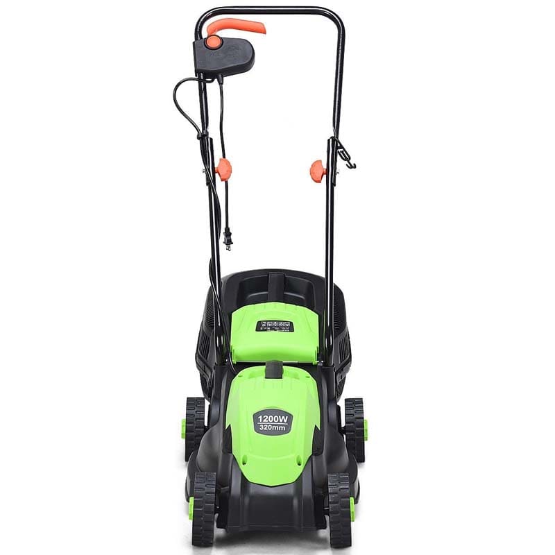 12 Amp Electric Lawn Mower, 13-Inch 2-in-1 Corded Push Mower with Grass Bag, Folding Handle & Adjustable Cutting Height for Garden Yard