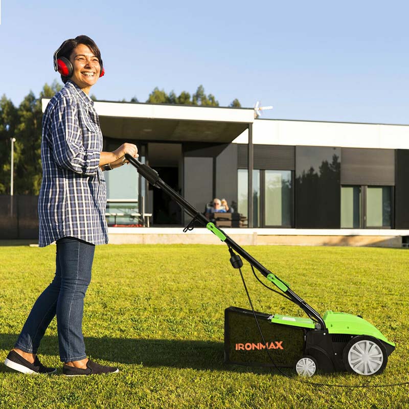 2-in-1 Electric Lawn Dethatcher & Scarifier, 12 Amp 13" Corded Grass Dethatcher with 40L Collection Bag