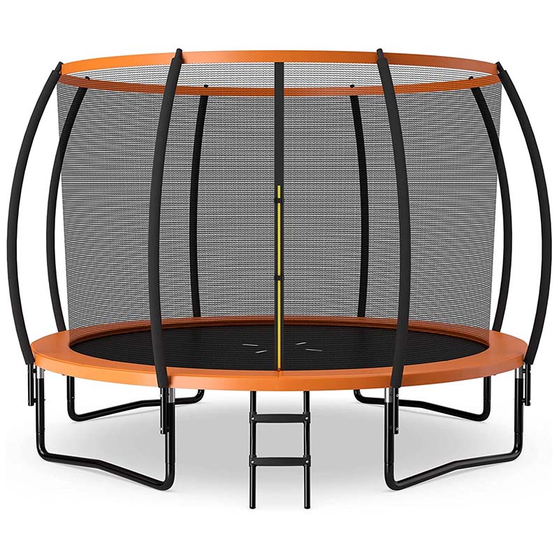 8/10/12FT ASTM Approved Outdoor Large Recreational Trampoline with Ladder & Enclosure Net Safety Pad