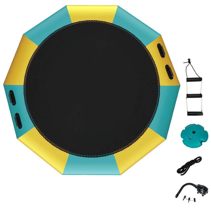 12 FT Inflatable Water Bouncer Trampoline Portable Bounce Swim Platform for Lakes Pools Calm Sea