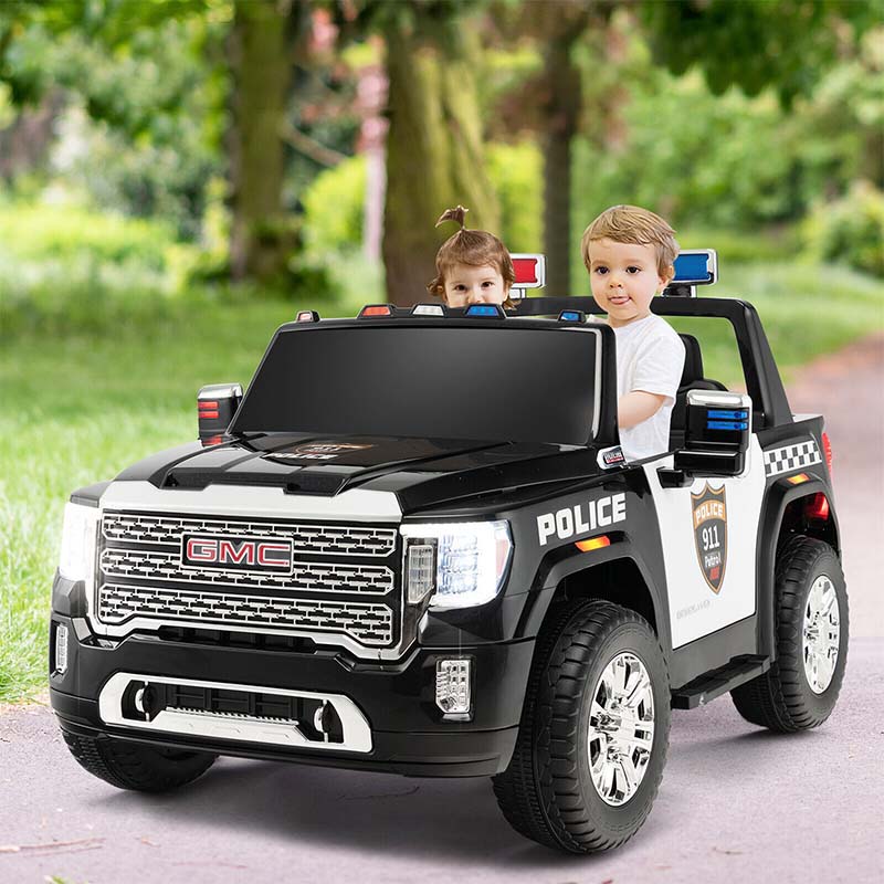 2-Seater GMC Licensed Kids Ride On Car 12V Battery Powered Electric Riding Toy Truck with Storage Box