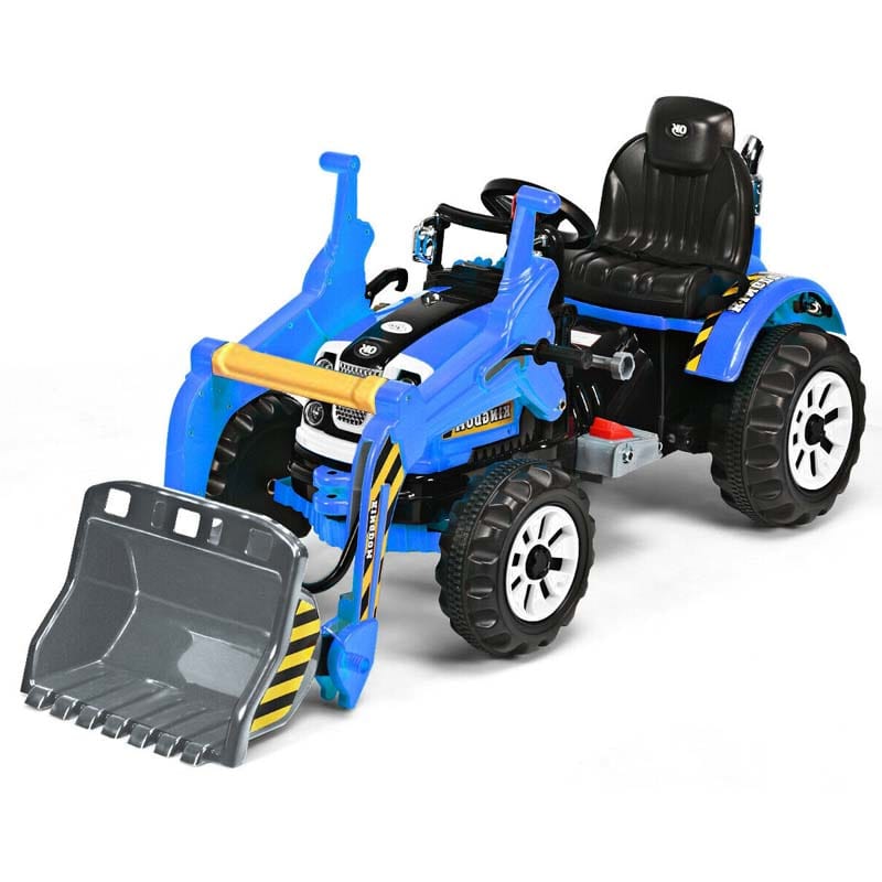 Kids Ride on Excavator, 12V Battery Powered Construction Vehicle Dumper Truck Toy with Front Loader Shovel