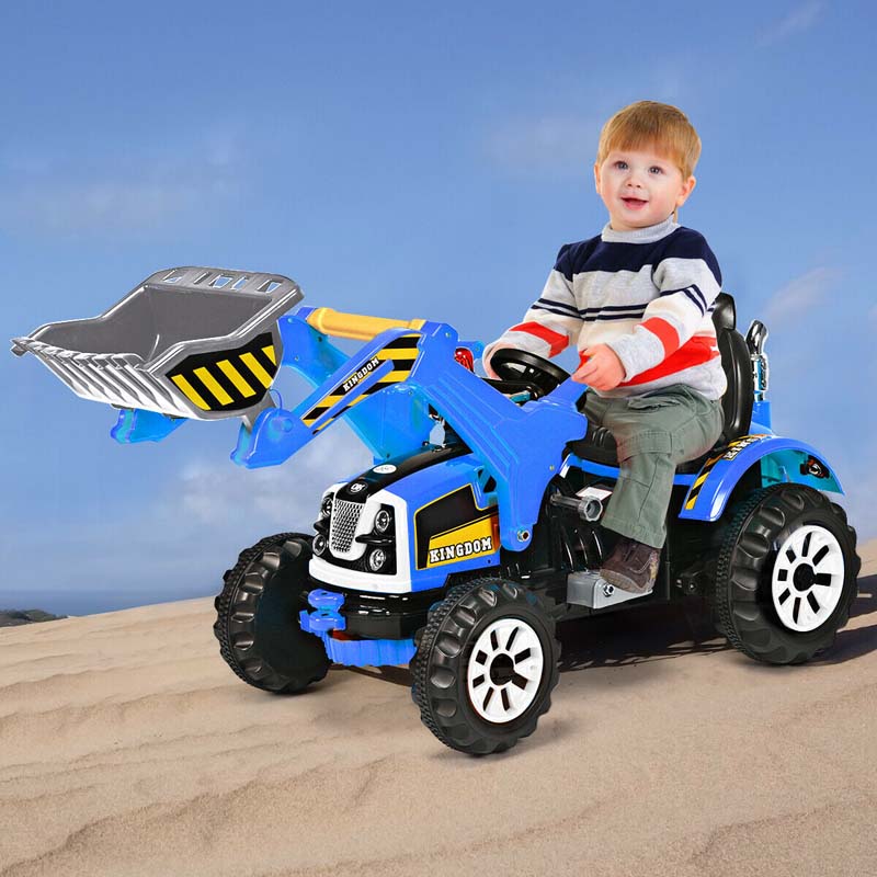 Kids Ride on Excavator, 12V Battery Powered Construction Vehicle Dumper Truck Toy with Front Loader Shovel