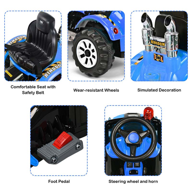 Kids Ride on Excavator, 12V Battery Powered Construction Vehicle Dumper Truck Toy with Front Loader Shovel