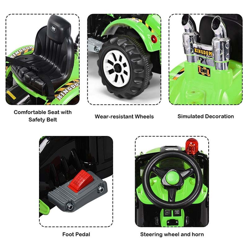 Kids Ride on Excavator, 12V Battery Powered Construction Vehicle Dumper Truck Toy with Front Loader Shovel
