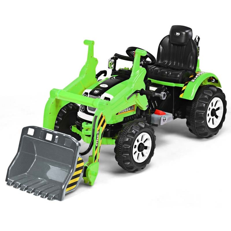 Kids Ride on Excavator, 12V Battery Powered Construction Vehicle Dumper Truck Toy with Front Loader Shovel