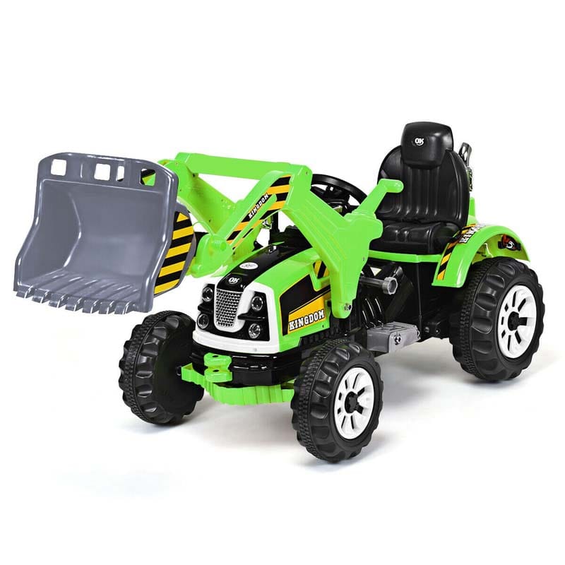Kids Ride on Excavator, 12V Battery Powered Construction Vehicle Dumper Truck Toy with Front Loader Shovel