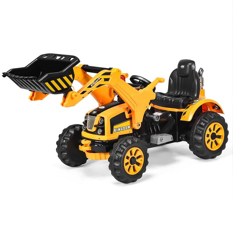 Kids Ride on Excavator, 12V Battery Powered Construction Vehicle Dumper Truck Toy with Front Loader Shovel