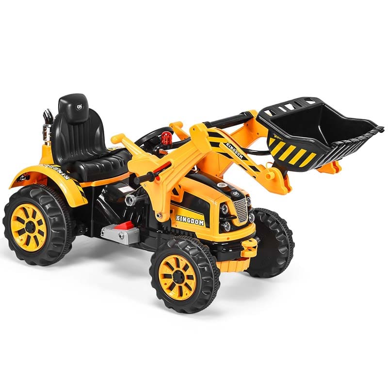 Kids Ride on Excavator, 12V Battery Powered Construction Vehicle Dumper Truck Toy with Front Loader Shovel