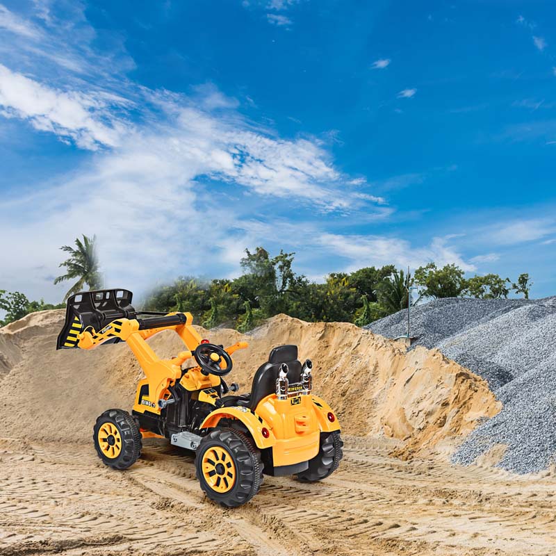 Kids Ride on Excavator, 12V Battery Powered Construction Vehicle Dumper Truck Toy with Front Loader Shovel
