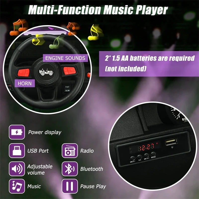 Kids Ride on Jeep Truck 12V Battery Powered Electric Vehicle with 2.4G Remote Control