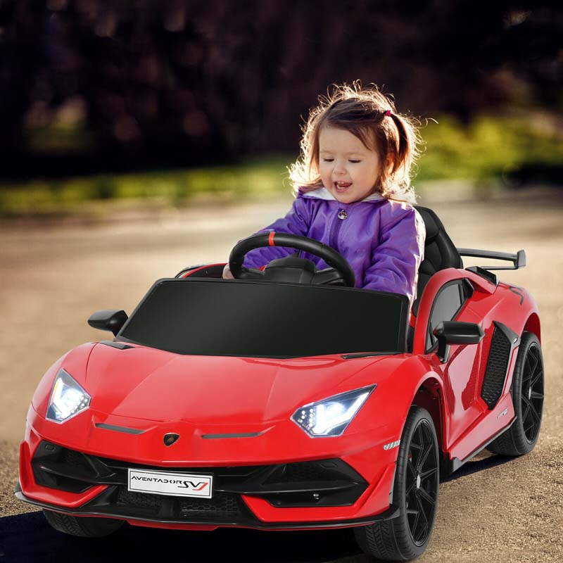 Licensed Lamborghini SVJ Kids Ride-On Car, 12V Battery Powered Sports Car Toy with Trunk & Remote