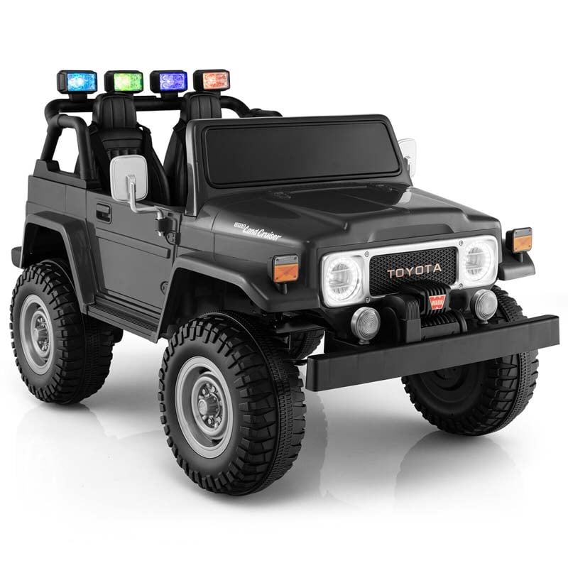 Licensed Toyota FJ40 2-Seater Kids Ride On Truck 12V Battery Powered Electric Riding Toy Car with Laser Lights