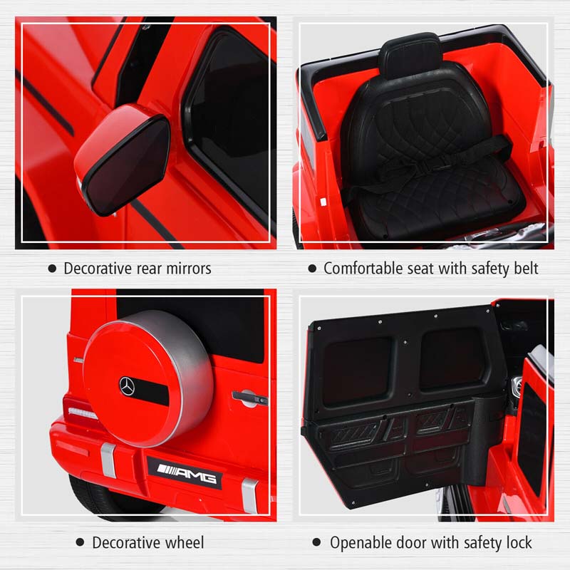12V Kids Ride On Car, Licensed Mercedes-Benz G63 Battery Powered Electric Toy Car with Spring Suspension