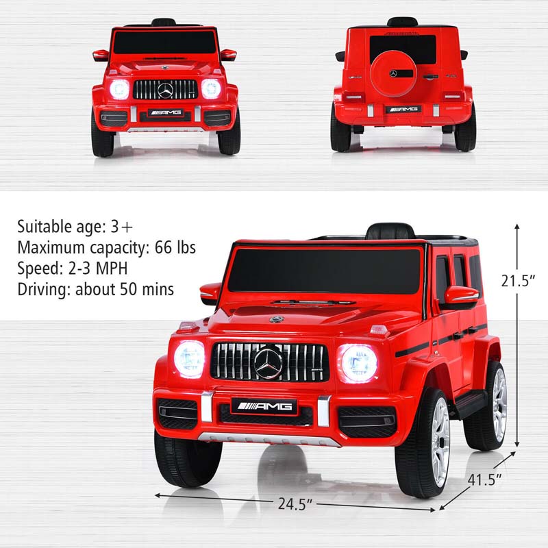 12V Kids Ride On Car, Licensed Mercedes-Benz G63 Battery Powered Electric Toy Car with Spring Suspension