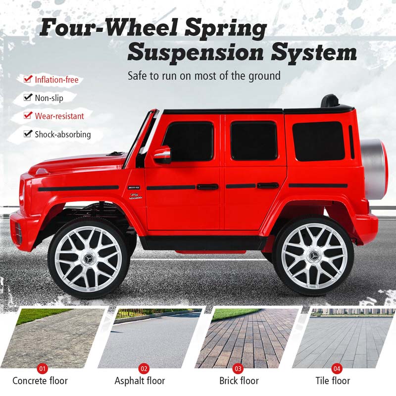 12V Kids Ride On Car, Licensed Mercedes-Benz G63 Battery Powered Electric Toy Car with Spring Suspension