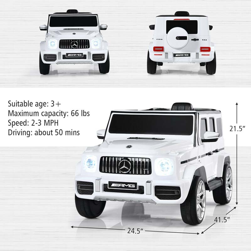 12V Kids Ride On Car, Licensed Mercedes-Benz G63 Battery Powered Electric Toy Car with Spring Suspension