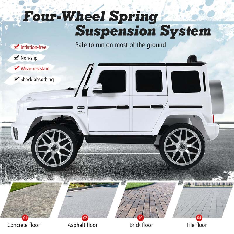 12V Kids Ride On Car, Licensed Mercedes-Benz G63 Battery Powered Electric Toy Car with Spring Suspension
