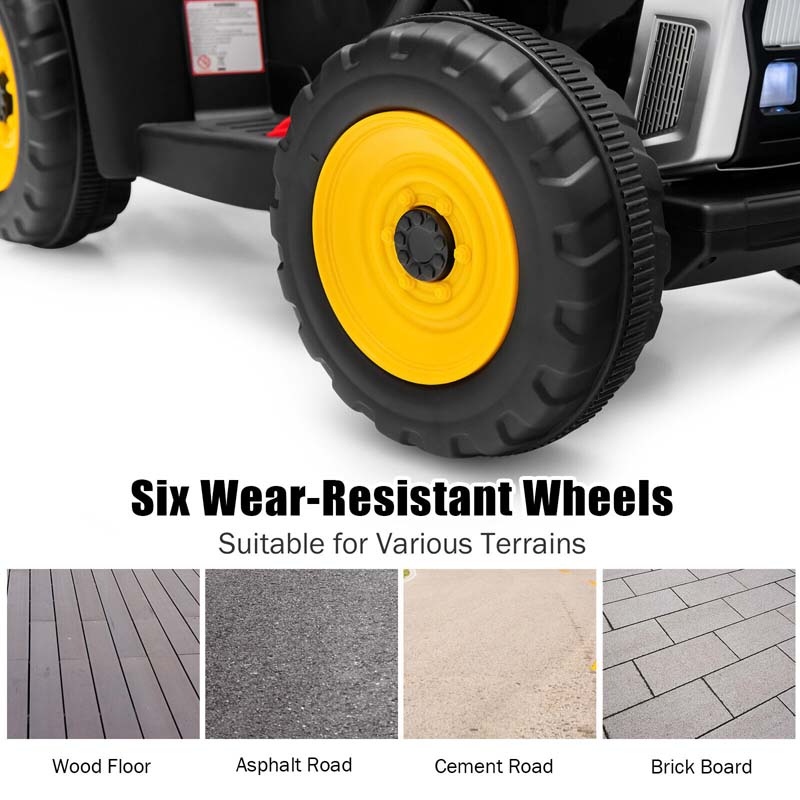 12V Kids Ride On Tractor with Detachable Trailer, 3-Gear Ground Loader & Remote Control, Riding Toy Tractor Electric Vehicle for Ages 3+